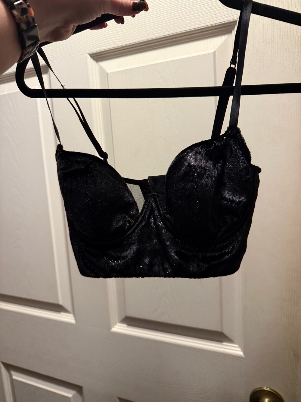 Victoria's Secret Black Velvet Longline Bustier Bra - Picture 5 of 5